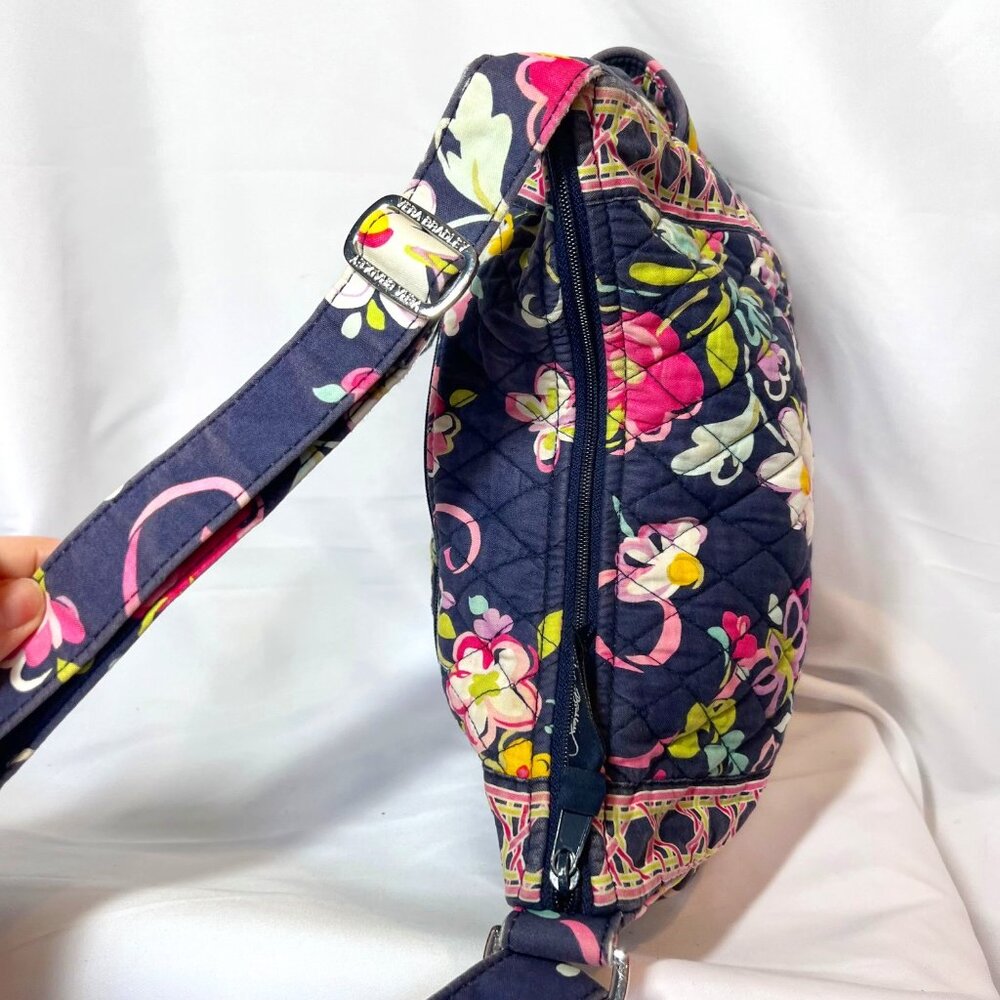 Vera Bradley-Retired Print-Floral-Navy Blue/Pink/Yellow Mix-Medium-Pockets-Cloth - Picture 6 of 16